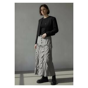 Cordelia Linen Blend Maxi Skirt Womens Small Renaissance Steampunk Lagenlook Tan